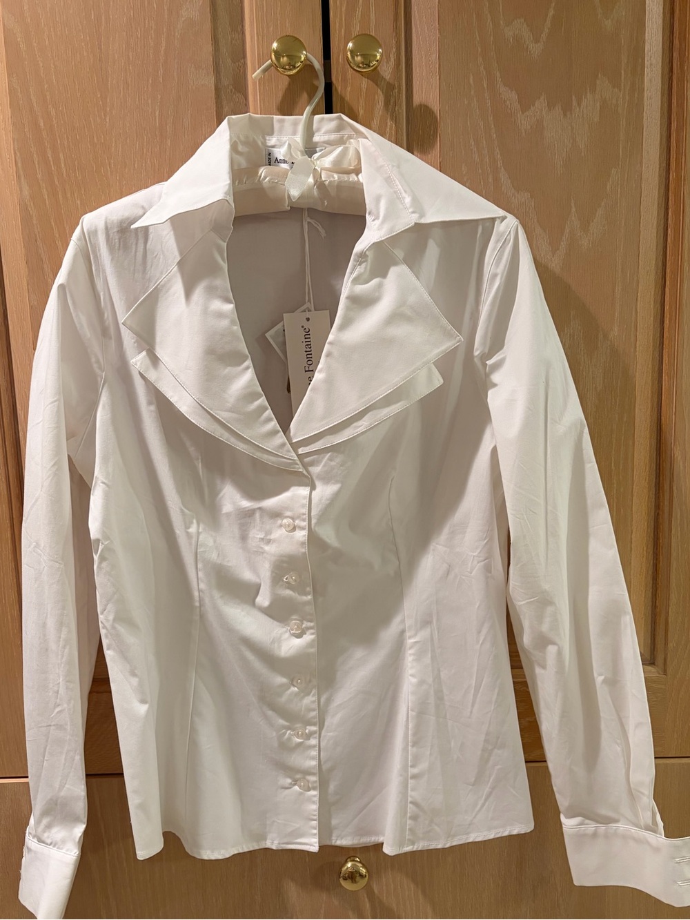 NWT Anne Fontaine White Button-Front Collared Blouse